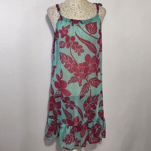 Tommy Bahama Swim Dress Cover-Up Calypso Tier Short Tropical Sheer Chiffon SZ XS